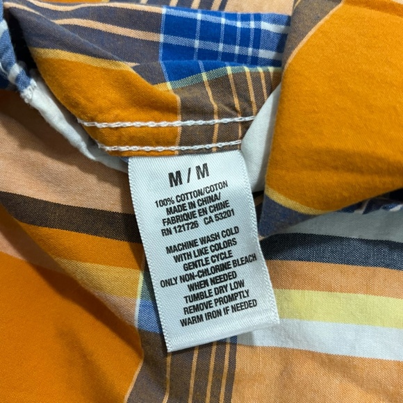 Aeropostale Men's Pocket Shirt Short Sleeve Orange Blue Size Medium - Picture 4 of 9